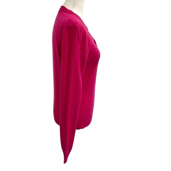 John Lewis 100% Cashmere Cardigan Sweater Soft Classic Bright Pink size 8 - Picture 3 of 7